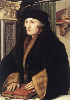 Desiderius Erasmus geboren in Rotterdam schilderij van Hans Holbein